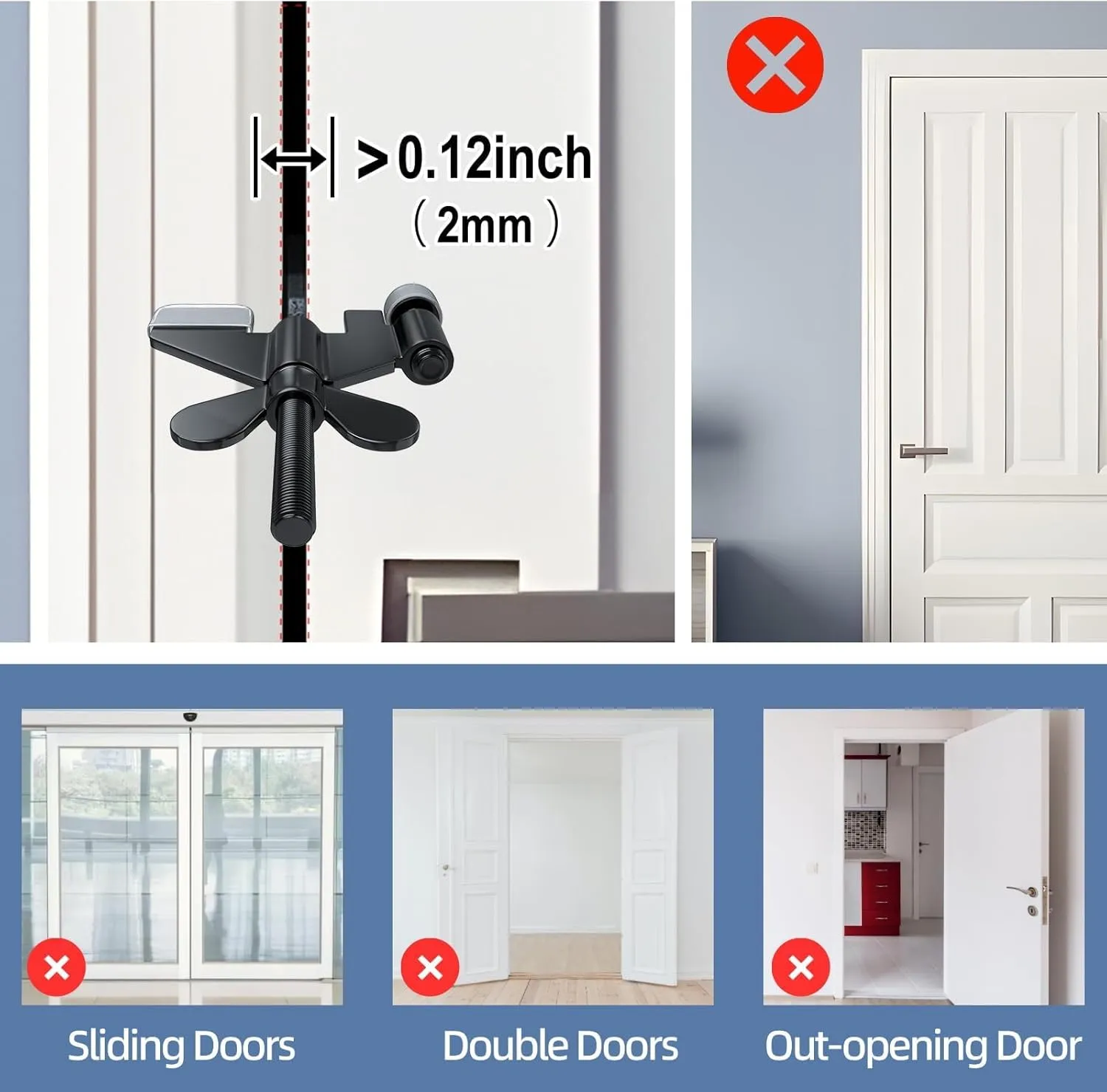 1 Pack Door Stop Alarm with Adjustable Portable Door Lock 120 dB Travel Door Stopper Door Wedge Alarm with 3 Levels Sensitivity for Hotel, Home, Apartment