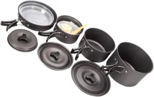 1 Set Camping Cookware Portable Oxide Cooking Pot for Outdoor Picnic and Hiking Non Stick Thermal Insulation for People