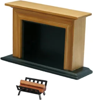1 Set Mini Fireplace Model Creative Dollhouse Decor with Micro Firewood Pile for DIY Playtime and Photography Vintage Style Compact Material for Miniature Scenes