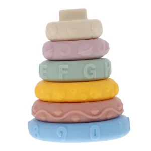 1 Set Ring Teething Safe Soft Educational Plaything for Color and Shape Recognition Cognitive Development and Hand Eye Coordination