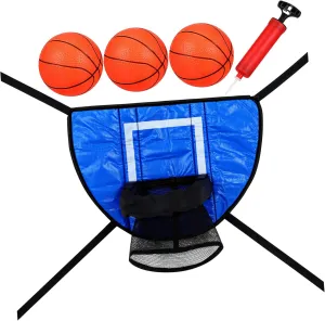 1 Set Trampoline Basketball Hoop Easy Installation Indoor Outdoor Basketball Frame with Inflator Balls Space Saving Cool Trampoline Accessories for Games