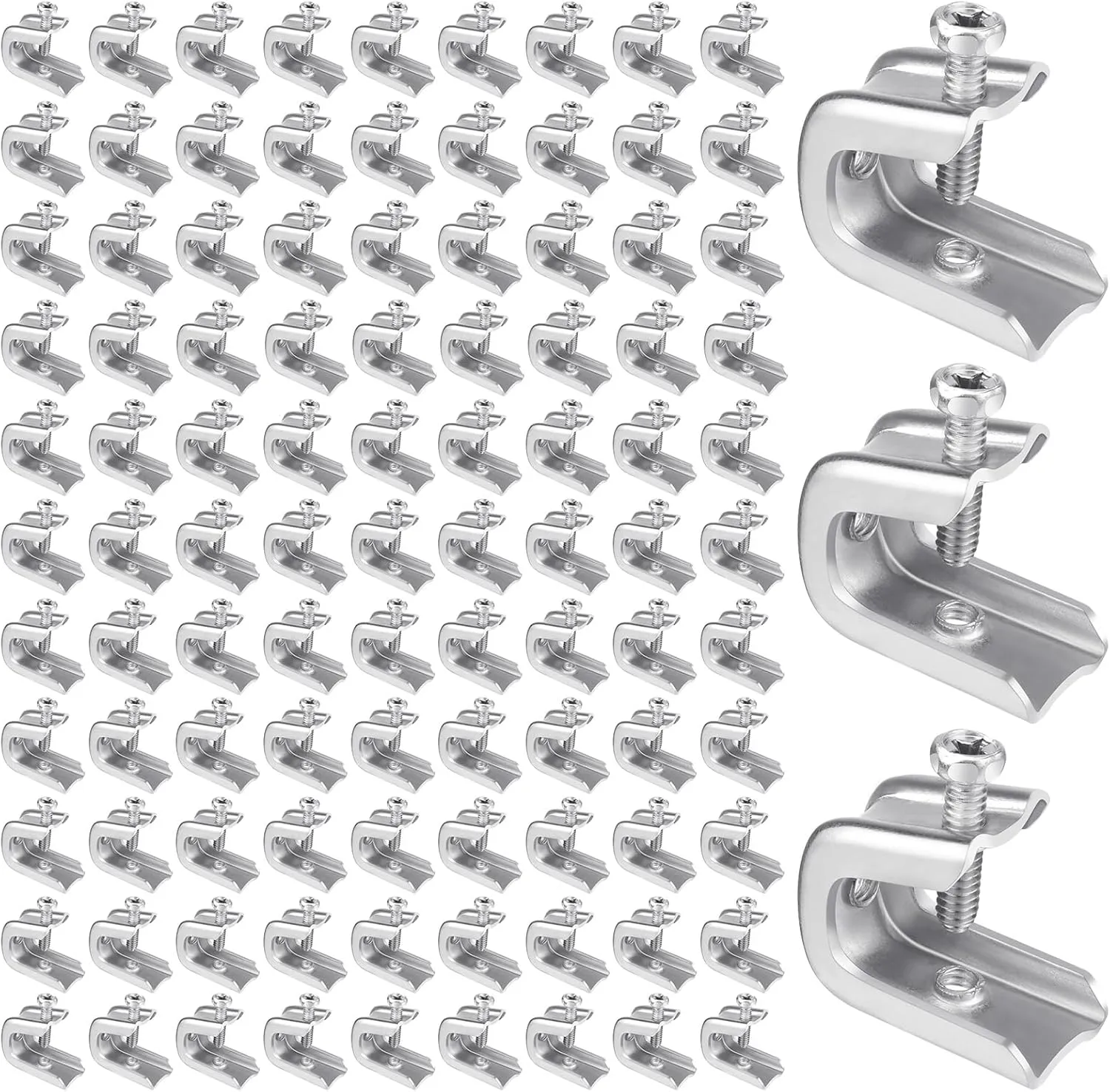 100 Pcs Beam Clamp, 1/4" x 20 Beam Clamps Steel Small C Clamps with Screws for Threaded Wire Ring