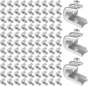 100 Pcs Beam Clamp, 1/4" x 20 Beam Clamps Steel Small C Clamps with Screws for Threaded Wire Ring