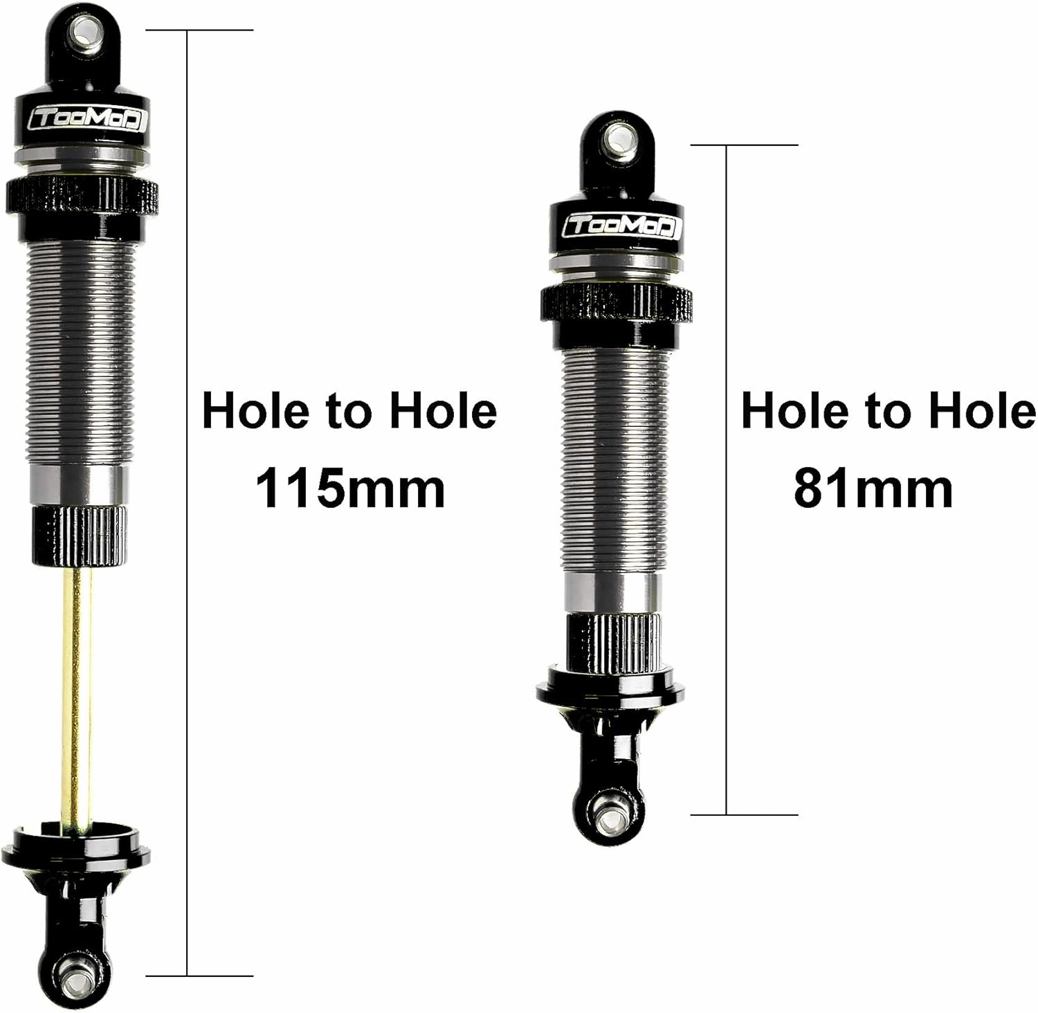 100/115mm RC Oil Shock Absorber Big Bore Damper for Arrma 1/10 BIG ROCK,GRANITE,SENTON 1/8 TYPHON,1/10 Slash 2WD 4WD 4x4 VXL,Bandit, Ford, Vorteks Parts Upgrad (Black)