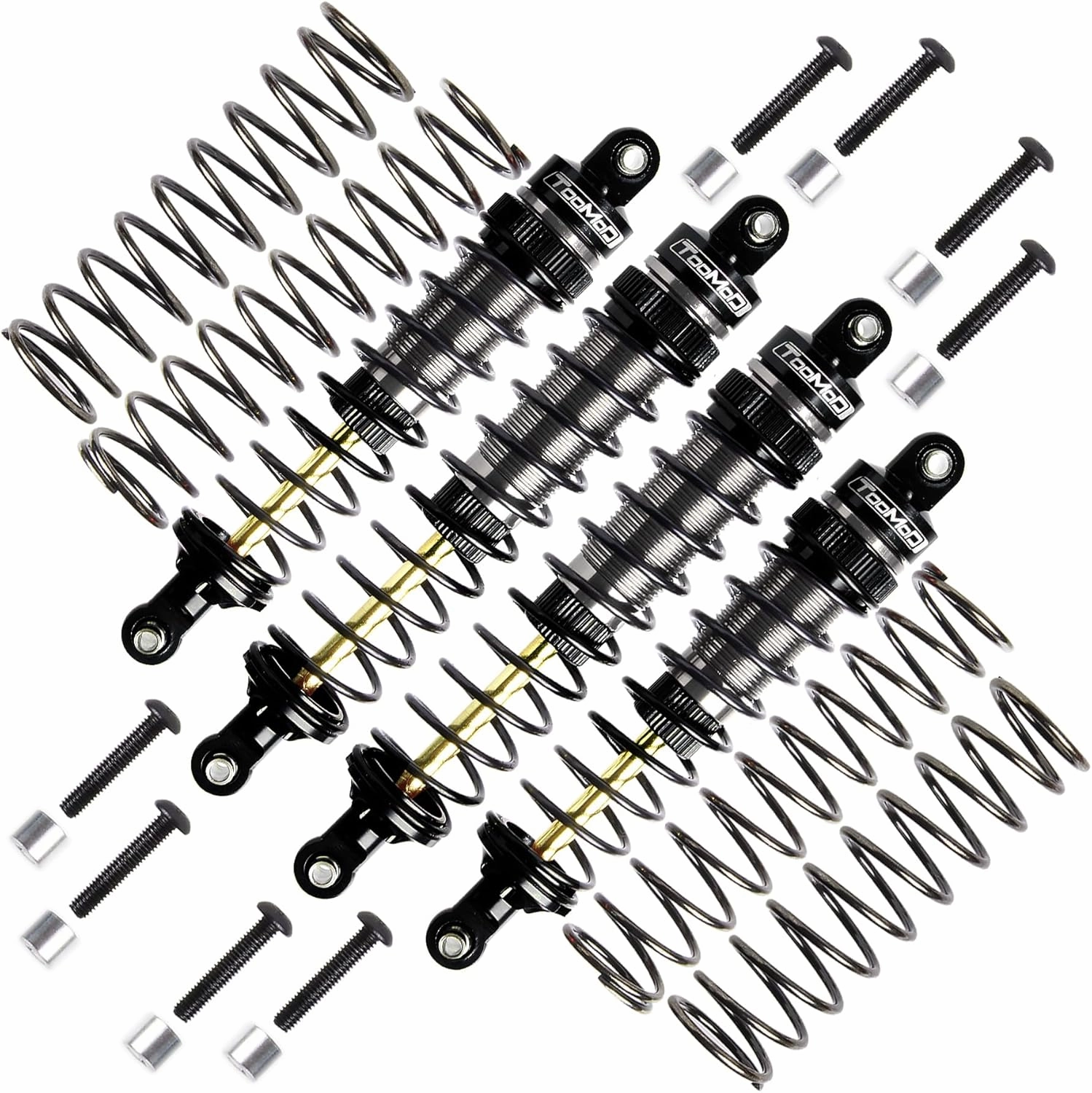 100/115mm RC Oil Shock Absorber Big Bore Damper for Arrma 1/10 BIG ROCK,GRANITE,SENTON 1/8 TYPHON,1/10 Slash 2WD 4WD 4x4 VXL,Bandit, Ford, Vorteks Parts Upgrad (Black)
