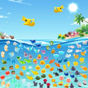 108Pcs Mini Ocean Resin Animals Tiny Sea Animals Figurines Marine Miniature Plastic Animal Aquarium Ornaments Decorations for DIY Fish Tank Potted Micro Fairy Garden Dollhouse