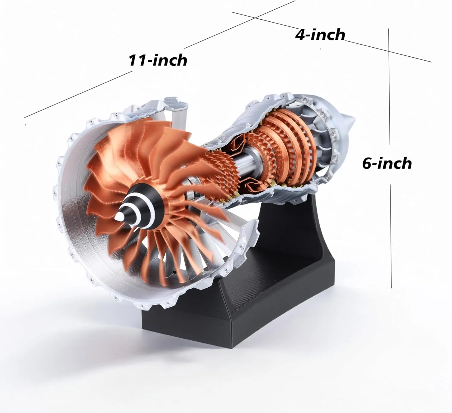 11-Inch Turbofan Engine Model Kit Realistic Jet Engine Model for Adults 3D Printed Mini Jet Engine Display with Stand Cool Toy & Gift (DIY Assembly) (DIY Assembly)