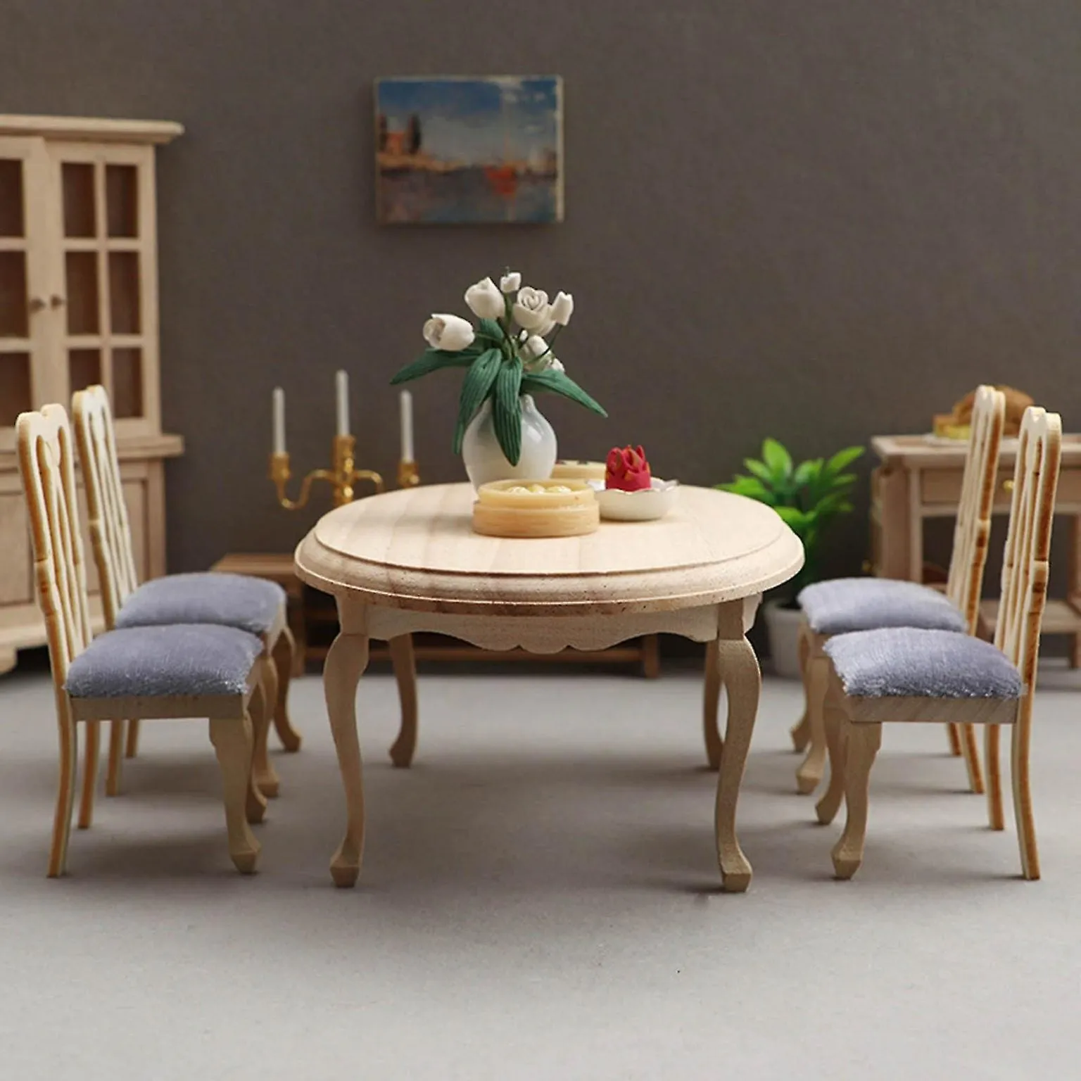 1:12 Doll House Mini Furniture Model Restaurant Scene European Style Blank Tabl