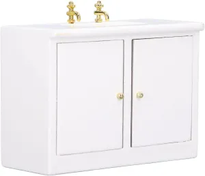 1:12 Mini Washbasin Cabinet Model, Exquisite Birch Dollhouse Decor, Great Holiday Tribute for Kids, Photo Prop, Suitable for Doll House