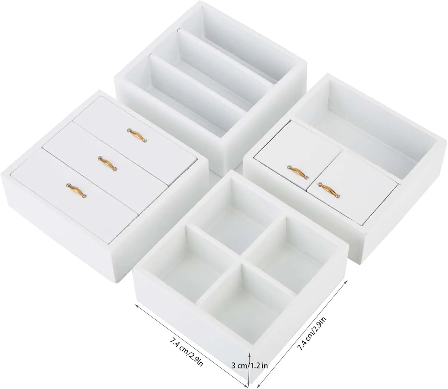 1:12 Mini Wood Cabinet Furniture Living Room Bedroom Cabinet Unit Cabinet Cupboard Closet Various Styles of Furniture for Dollhouse(Burlywood) (White)