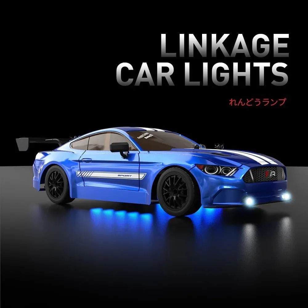 1:16 Scale RC Drift Car for Adults, 30KM/H 4WD High Speed Mini Racing Sport Cars 2.4GHz Electric Remote Control Car with LED Lights, Racing & Drift Wheels (Black/8100)