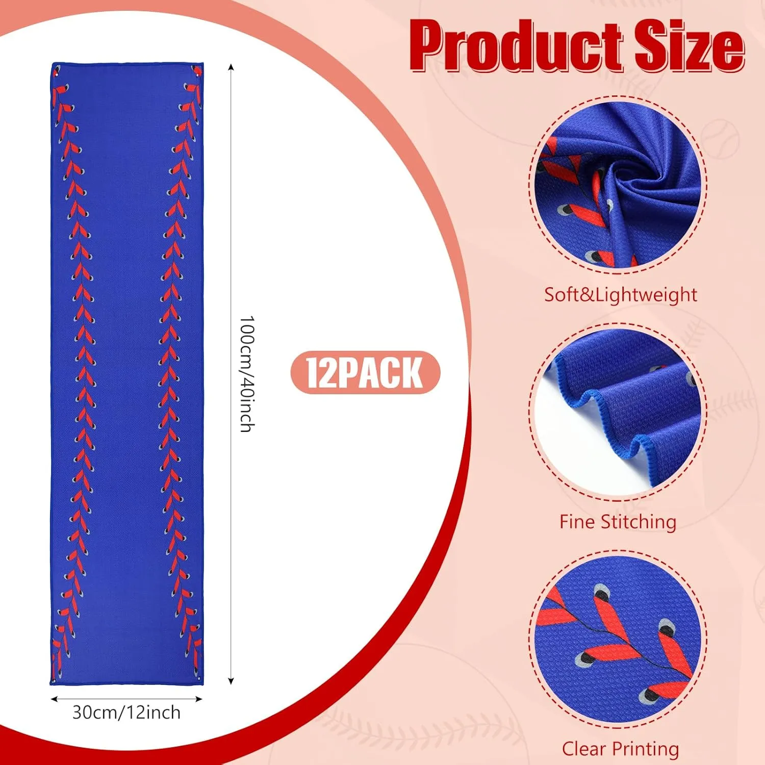 12 Pcs Cooling Towel Baseball Football Basketball Breathable Chilly Softball Soccer Ice Towel, 40"x12" Tennis Microfiber Accessories for Player