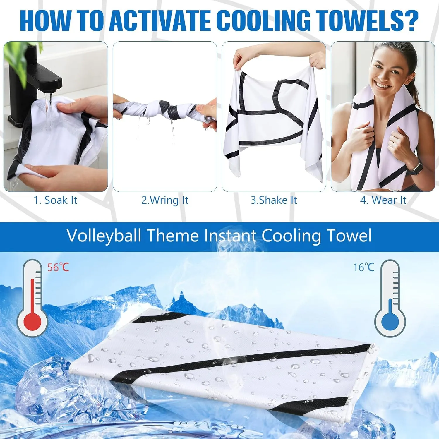 12 Pcs Cooling Towel Baseball Football Basketball Breathable Chilly Softball Soccer Ice Towel, 40"x12" Tennis Microfiber Accessories for Player