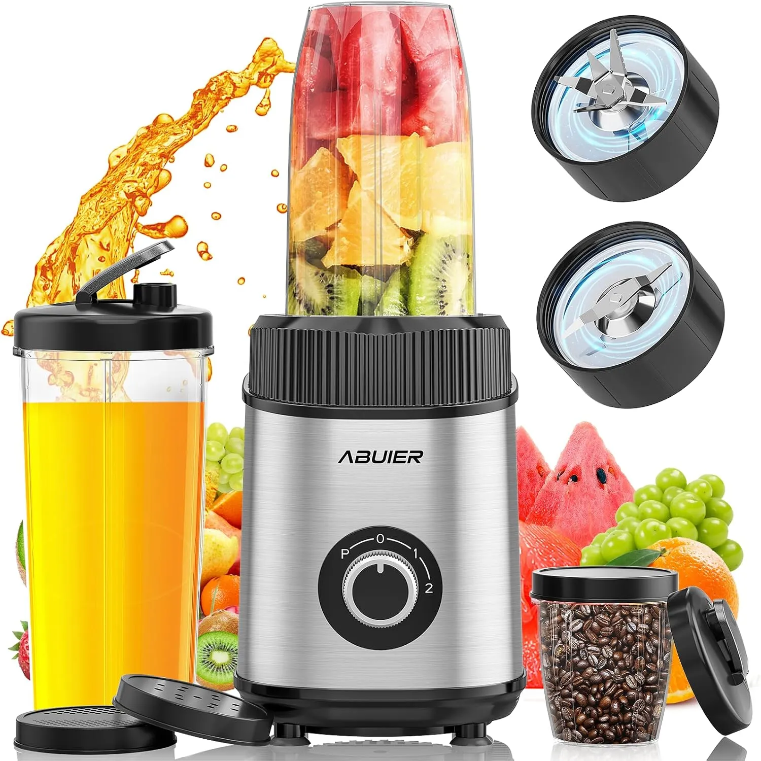 1200W Smoothie Blender, Abuler Personal Blender for Shakes and Smoothies, 13 Pieces with 22 OZ To-Go Cup Portable Blenderfor Kitchen Smoothie Ice Protein Frozen Juices Drink, Spices, BPA Free