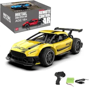 1/24 RC Drift Car, 2.4GHz RWD 15km/h High Speed Remote Control Cars Vehicle, Drifting Tires Racing Sport Toy Cars for Adults (RTR Version/Yellow)
