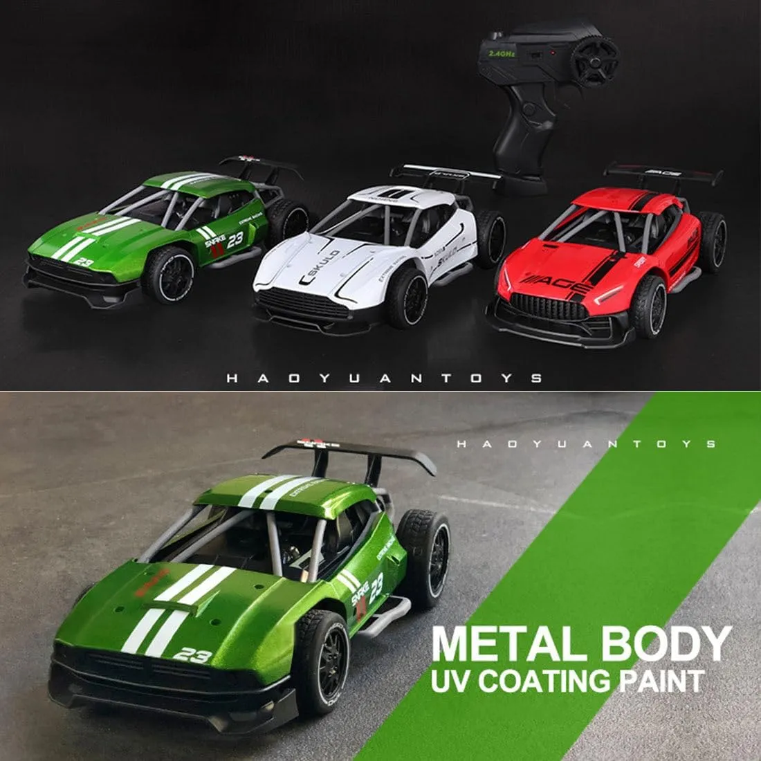 1/24 RC Drift Car, 2.4GHz RWD 15km/h High Speed Remote Control Cars Vehicle, Drifting Tires Racing Sport Toy Cars for Adults (RTR Version/Yellow)