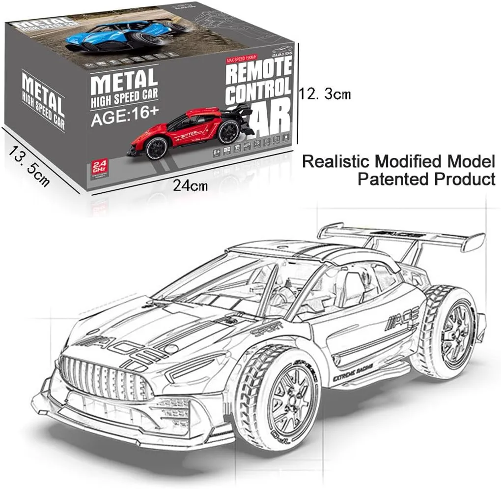 1/24 RC Drift Car, 2.4GHz RWD 15km/h High Speed Remote Control Cars Vehicle, Drifting Tires Racing Sport Toy Cars for Adults (RTR Version/Yellow)