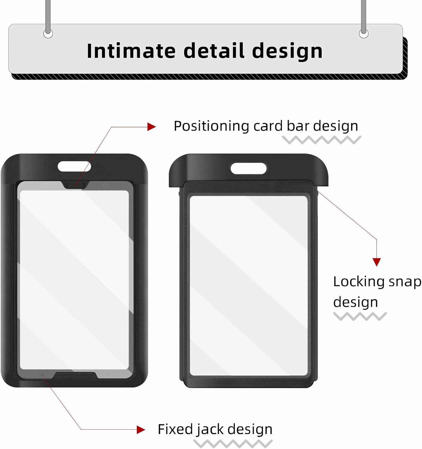 12 Pack Sliding Badge Holder with Double-Sided Windows Key Card Work Badge Sleeve for Office School Factory Teacher Student (Black)