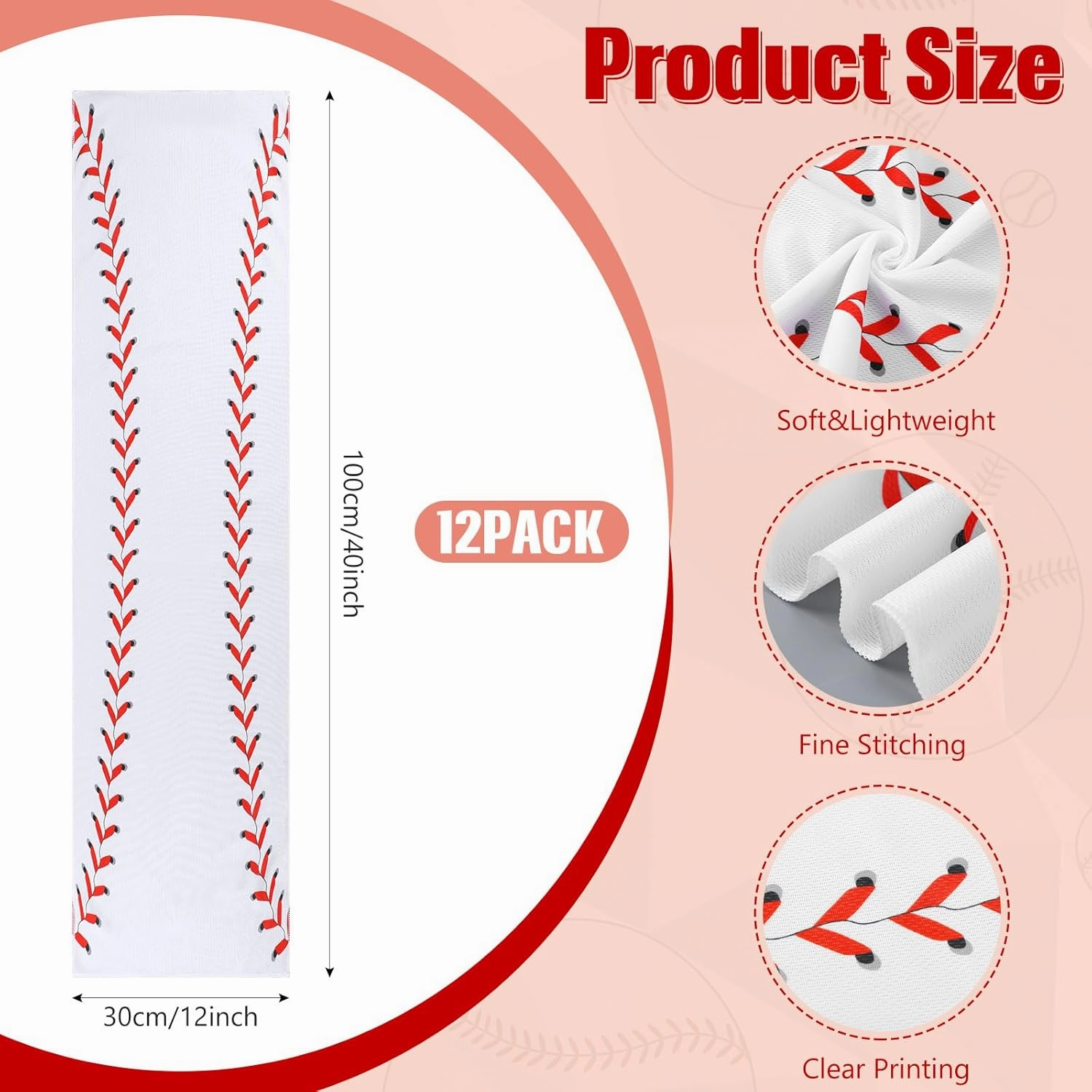 12 Pcs Cooling Towel Baseball Football Basketball Breathable Chilly Softball Soccer Ice Towel, 40"x12" Tennis Microfiber Accessories for Player