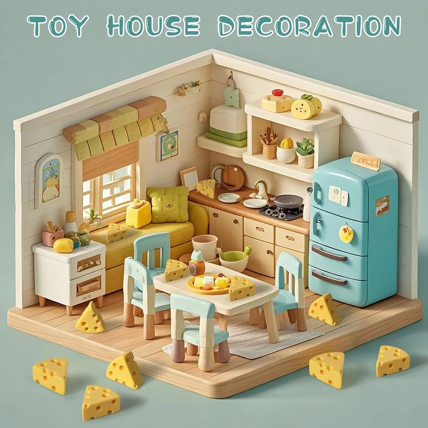 140Pcs Miniature Food for Fake Cheese, Resin Food Dollhouse Decor, Tiny Things to Hide, Tiny Things Bulk