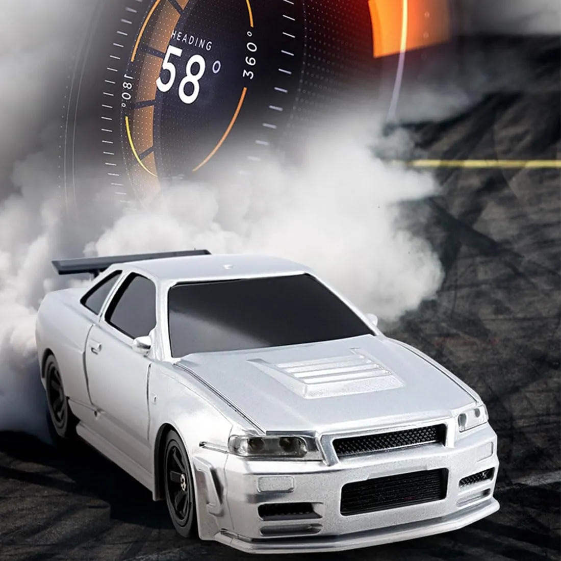 1/43 Scale Mini RC Drift Car Model - 2.4G Full Proportional RC Electric Mini Racing Drift Car, 15 KM/H High Speed Simulate LED Lights