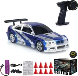 1/43 Scale Mini RC Drift Car Model - 2.4G Full Proportional RC Electric Mini Racing Drift Car, 15 KM/H High Speed Simulate LED Lights