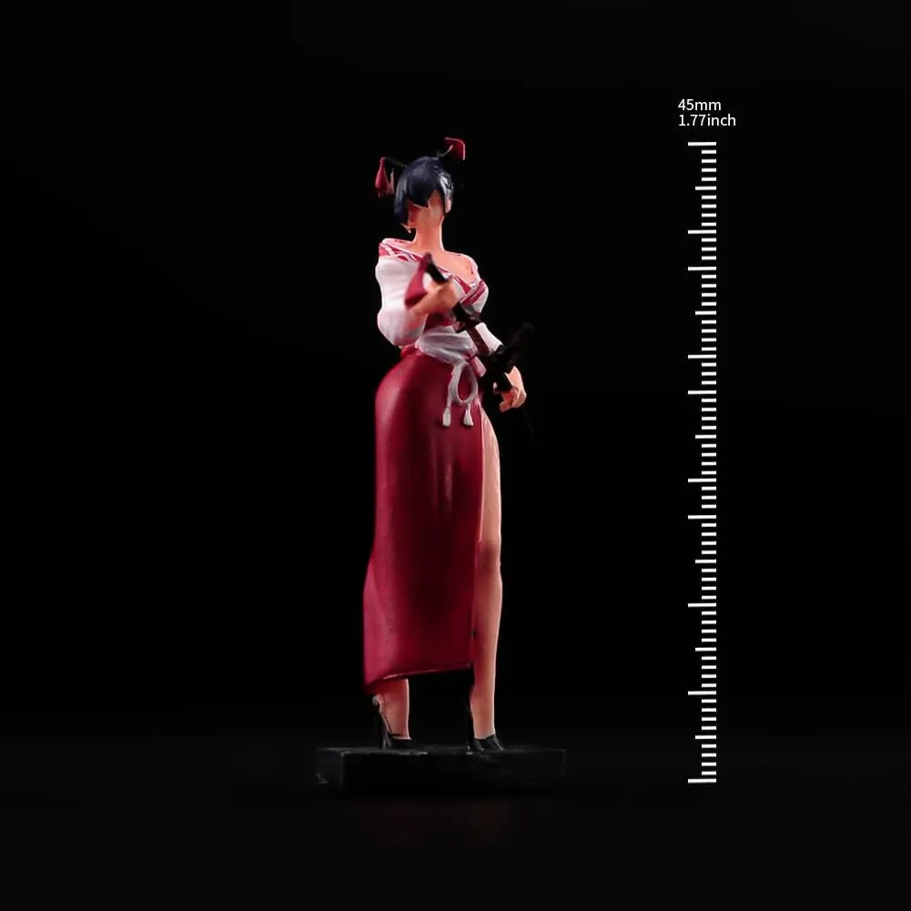 1/43 Scale Painted Figures Resin Miniature Scene Tiny People Action Figure Character Model for DIY Scene Dollhouse Sand Table Diorama (Samurai Swordsman Demon)