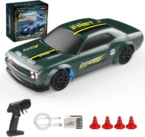 1:43 Scale RC Drift Car with LED Lights - High Speed 15KM/H 2.4GHz Remote Control Full-Proportional 4WD Mini Drift Racing Sport Car for Adults & Hobbyists - RTR/Gyro Version
