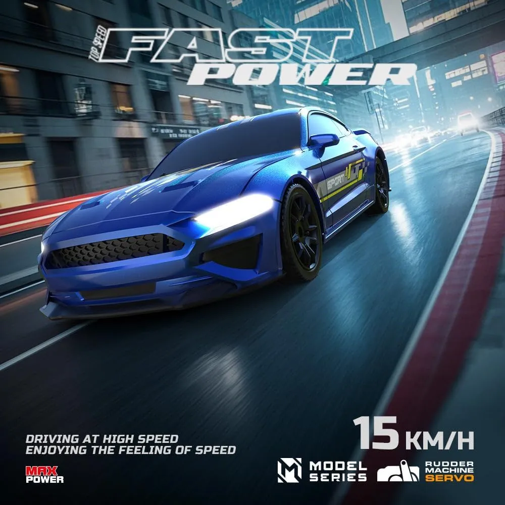 1:43 Scale RC Drift Car with LED Lights - High Speed 15KM/H 2.4GHz Remote Control Full-Proportional 4WD Mini Drift Racing Sport Car for Adults & Hobbyists - RTR/Gyro Version