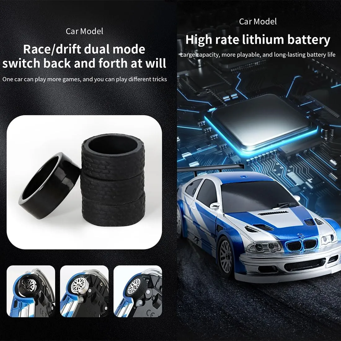 1/43 Scale RC Electric Mini Racing Drift Car Model, 2.4G Full Proportional with Lights Kit, Mini Sport Car Toy High Speed, Gifts for RC Toy Lovers (RTR Version/Orange)