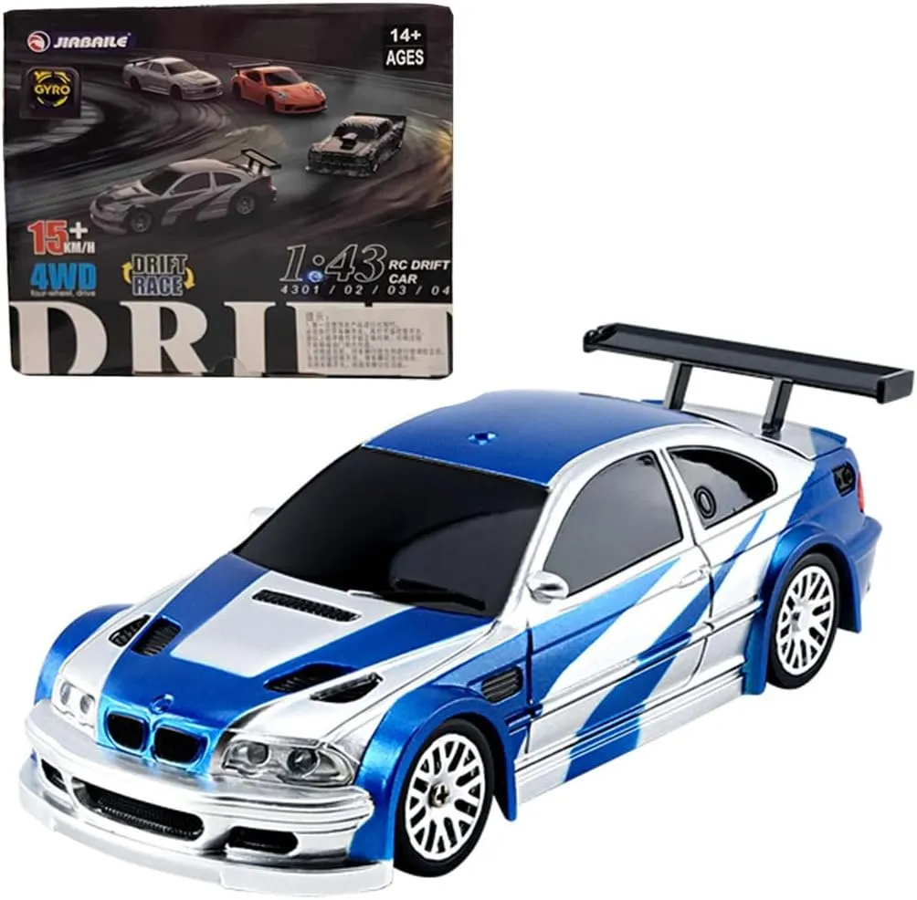 1/43 Scale RC Mini Racing Car, Full Proportional Electric Mini Racing Drift Car Model with Lights Kit (RTR) - Gyro Version