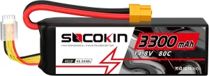 14.8V 4S 3300mAh Lipo Battery 80C with XT60 Connector Soft Case for RC Airplane RC Helicopter RC Car RC Truck RC Boat UAV Drone FPV