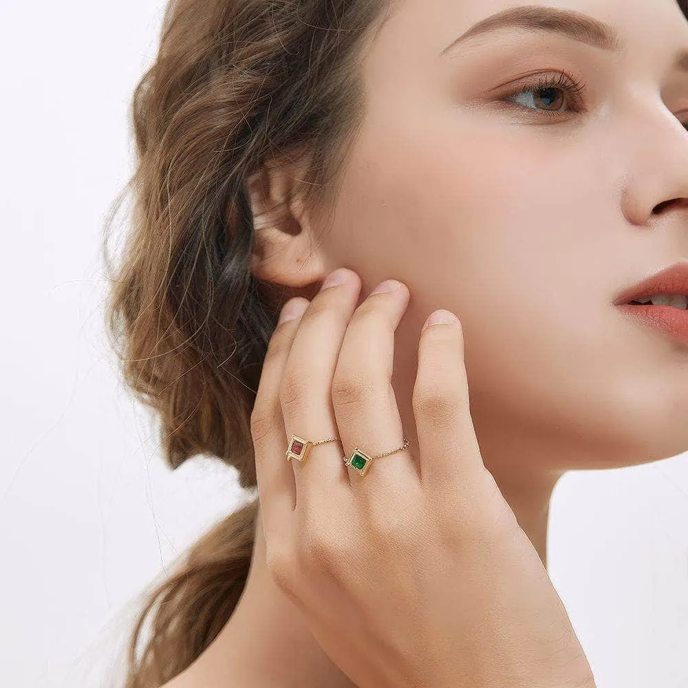 14k Gold Paved Gemstone Twisted Adjustable Ring Set