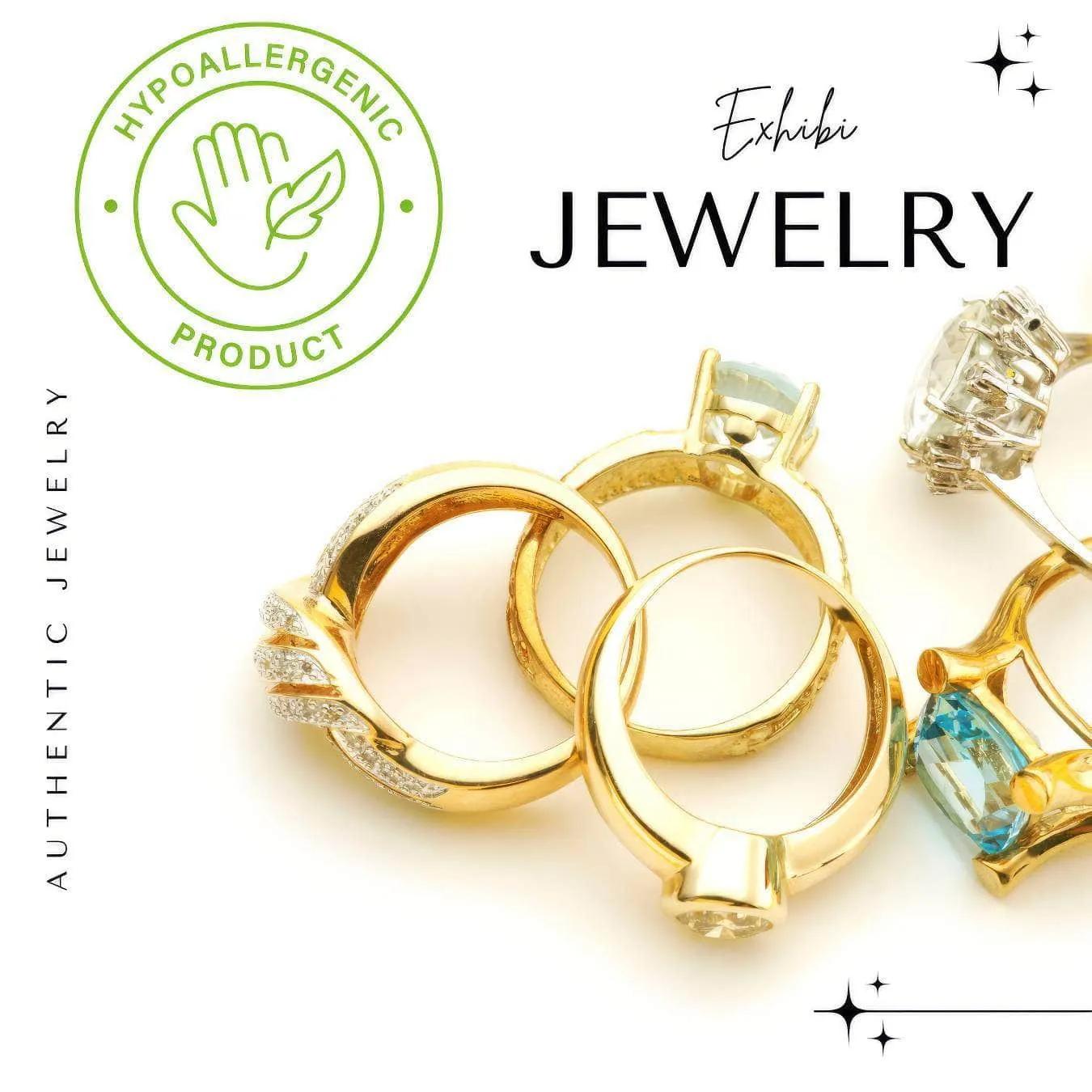 14k Gold Paved Gemstone Twisted Adjustable Ring Set