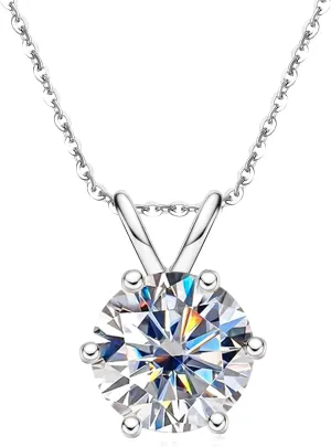 14K Solid White Gold Moissanite Pendant Necklace for Women, 1-2 Carats D Color & Flawless Moissanites, 40 2 3mm Adjustable Matched Color Sterling Silver Chain, Elegant Jewelry Box Packed
