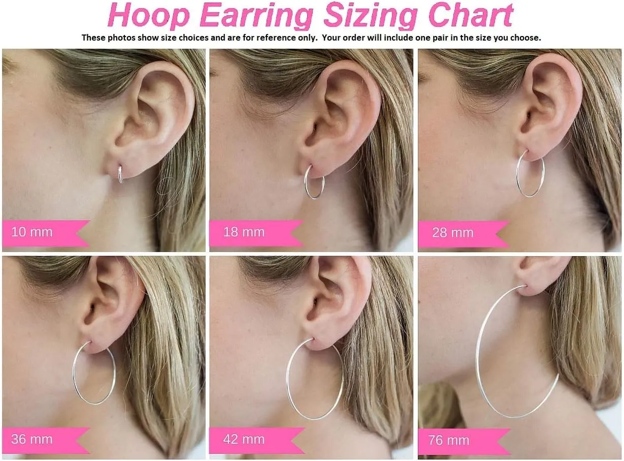 14k White Gold Diamond-Cut Hoop Earrings, (2mm Tube)