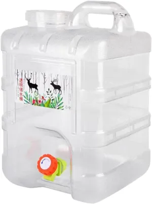 15L Outdoor Camping Water Carrier Container W/Spigot & Lid | Portable BPA Free Plastic Water Jug for Hiking, Picnic, BBQ | Leakproof Water Tank Jug
