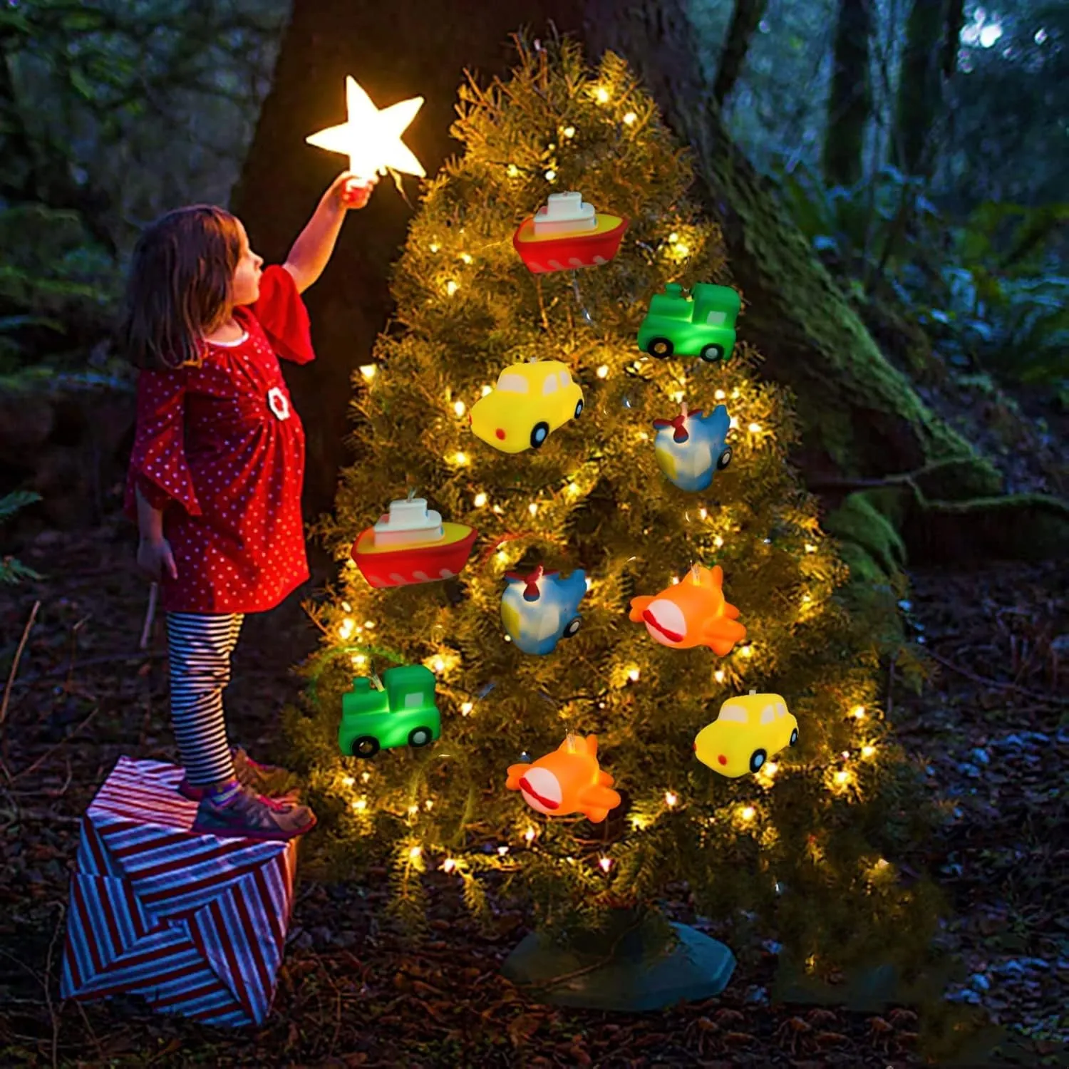 1.65M 10LED Transportation Tool Collection Shape String Light Airplane Helicopter Train Car Steamship Pendants Night Light for Wedding Christmas Kids Room Decoration (Battery Powered, Transportation)