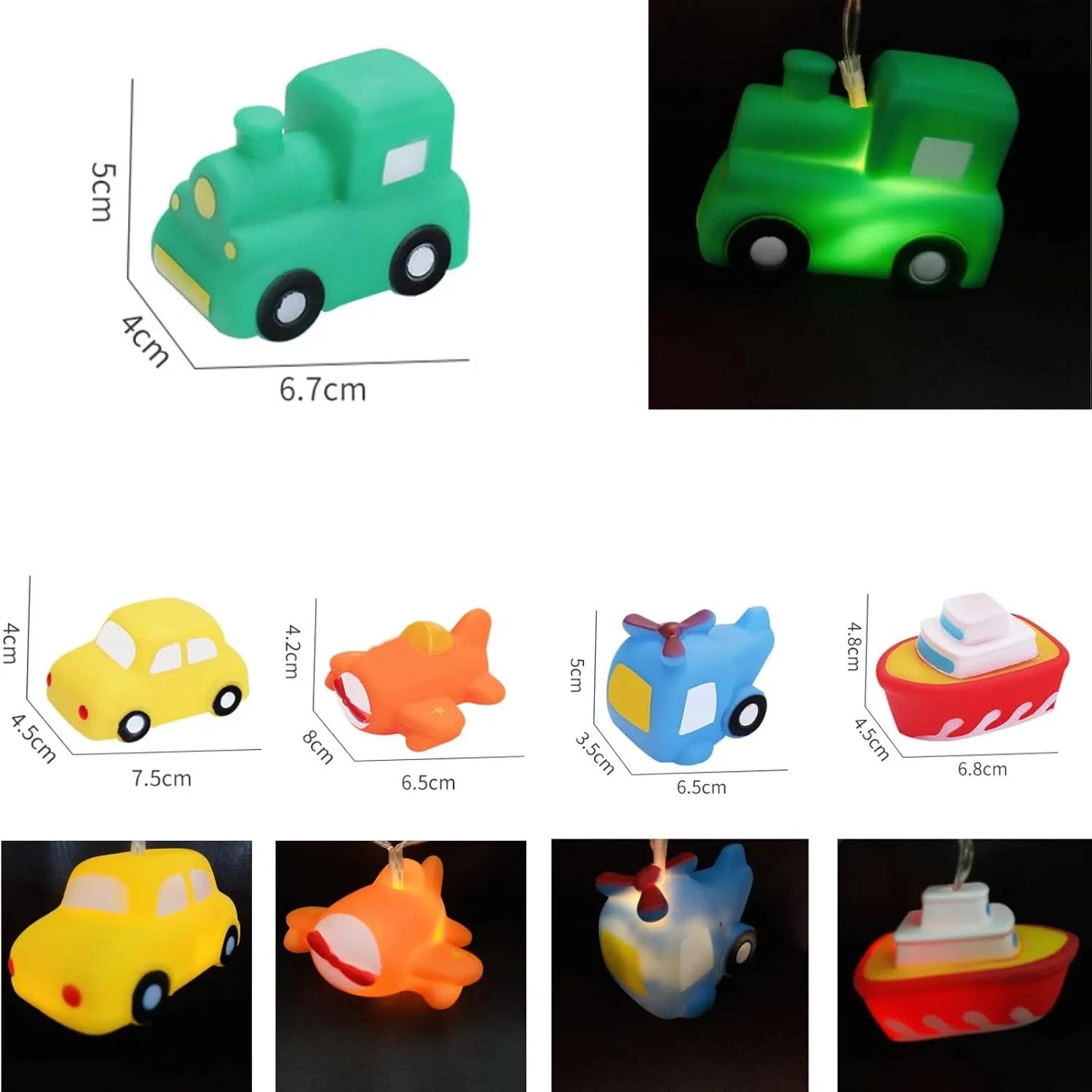 1.65M 10LED Transportation Tool Collection Shape String Light Airplane Helicopter Train Car Steamship Pendants Night Light for Wedding Christmas Kids Room Decoration (Battery Powered, Transportation)