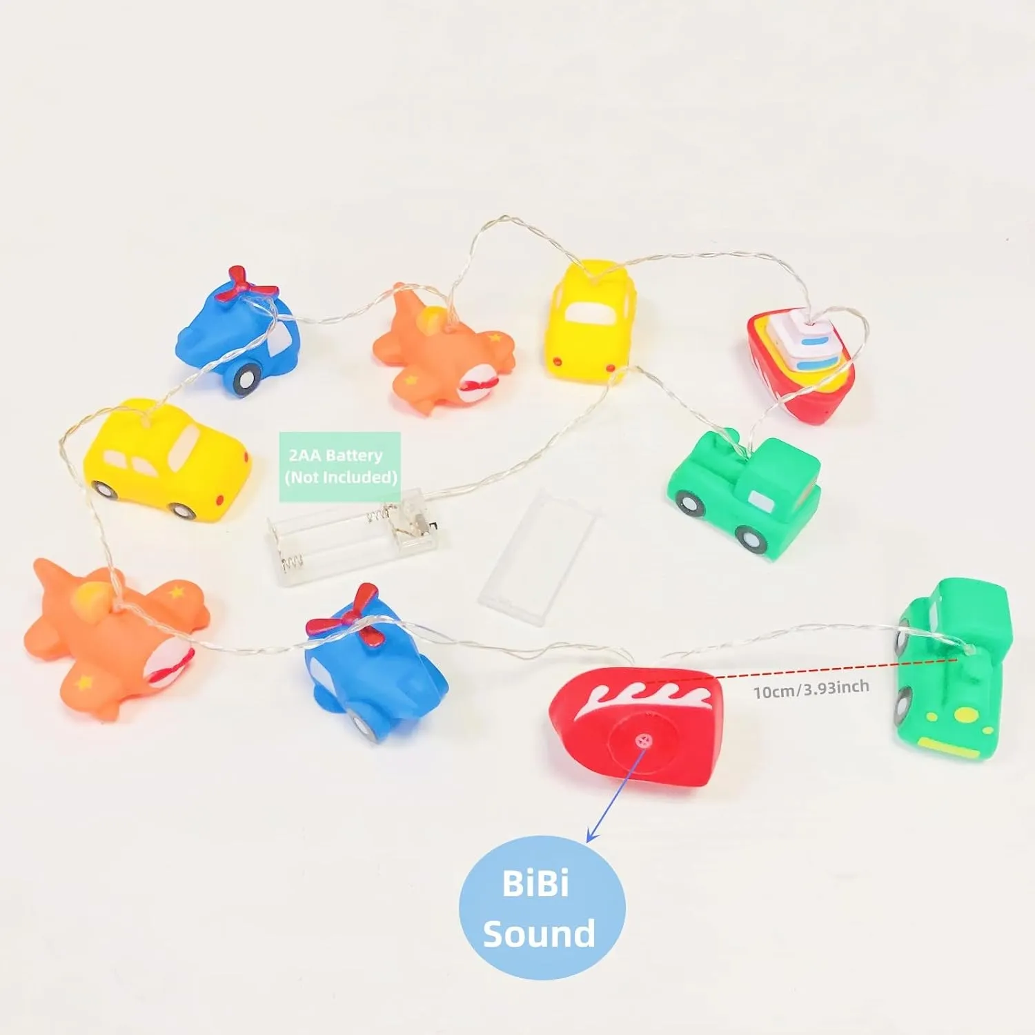 1.65M 10LED Transportation Tool Collection Shape String Light Airplane Helicopter Train Car Steamship Pendants Night Light for Wedding Christmas Kids Room Decoration (Battery Powered, Transportation)