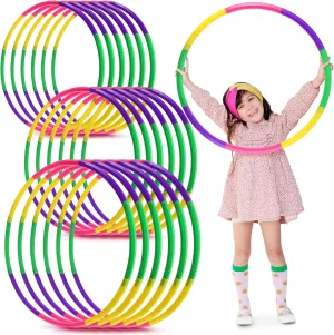 18 Pack Exercise Hoop Detachable Size Adjustable Toy Hoop Toy Color Hoop Adjustable Hoop Plastic Toys Rings for Adult Party Games Gymnastics Dog Agility Equipment Fitness Sports Playing, 3 Styles