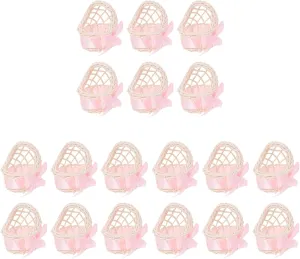 18 Pcs Flower Basket Mini Woven Basket Tiny House Furniture Tiny Wicker Basket Doll House Supply Miniature Handheld Basket Dollhouse Basket Small Basket Micro Scene Bow Tie Cloth