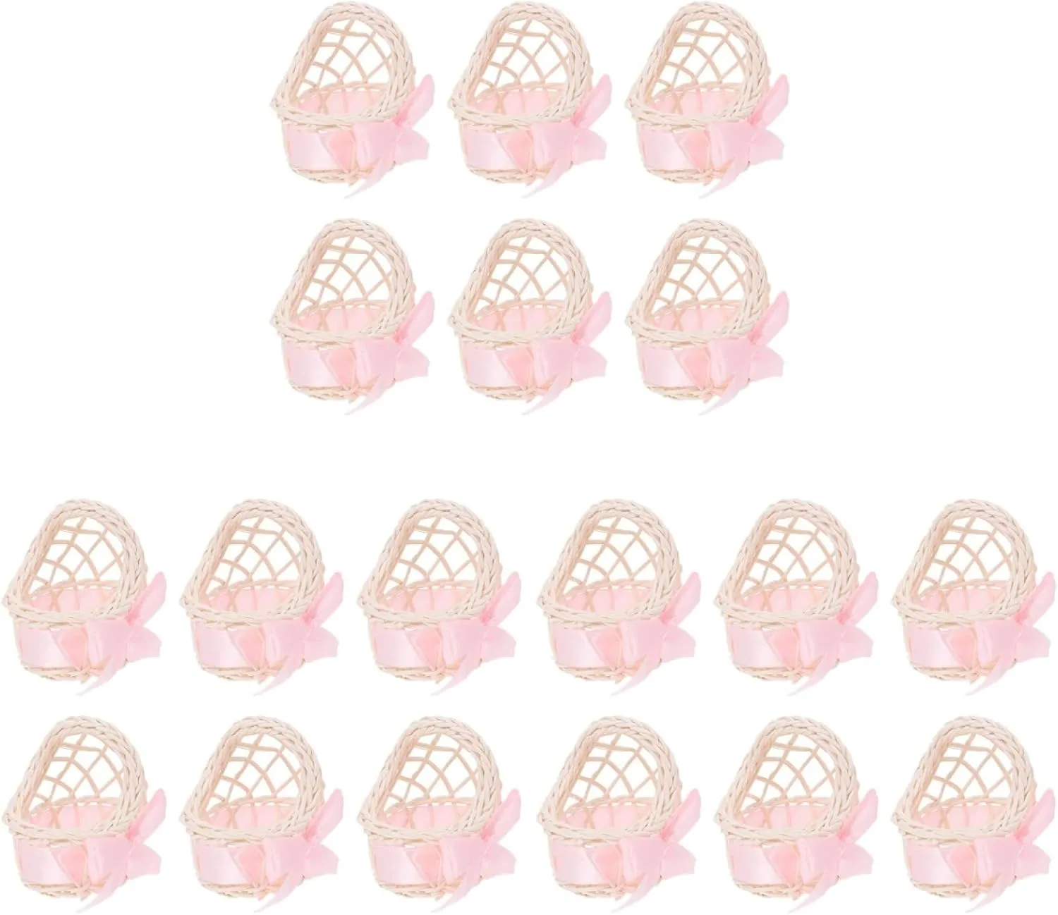 18 Pcs Flower Basket Mini Woven Basket Tiny House Furniture Tiny Wicker Basket Doll House Supply Miniature Handheld Basket Dollhouse Basket Small Basket Micro Scene Bow Tie Cloth