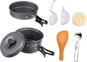 1Set Lightweight Outdoor Cooking Compact Camping Cookware with Handle for Hiking Picnics and Backpacking Durable and Easy to Clean Person Utensils