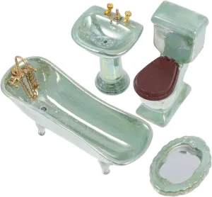 1Set Miniature Ceramic Bathroom for Dollhouse Playhouse Adornment Friendly Decor for Furniture Present for Creative Play