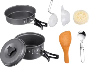 1set Portable Camping Cookware Food-Grade Cooking Tools for Outdoor Cooking Hiking and Picnics Compact Lightweight Quick Heat Conducting