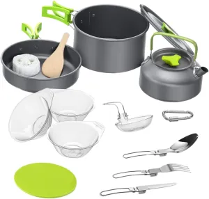 1set Portable Camping Cookware Lightweight and Folding Cooking Equipment for Outdoor Cooking Hiking and Backpacking