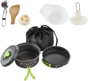 1set Portable Camping Cookware Oxide Cooking Gear Handles for Outdoor Picnic Hiking and BBQ Activities Easy to