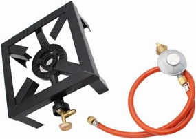 1Set Outdoor Portable Gas Stove Iron Frame Propane Burner with Hose Regulator for Camping Deck Cooking and Outdoor Heating Durable Heat Output