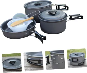2-3 Person Camping Cookware Kit Set of Folding Pot Pan Cooking Utensils Outdoor Camping Accessories